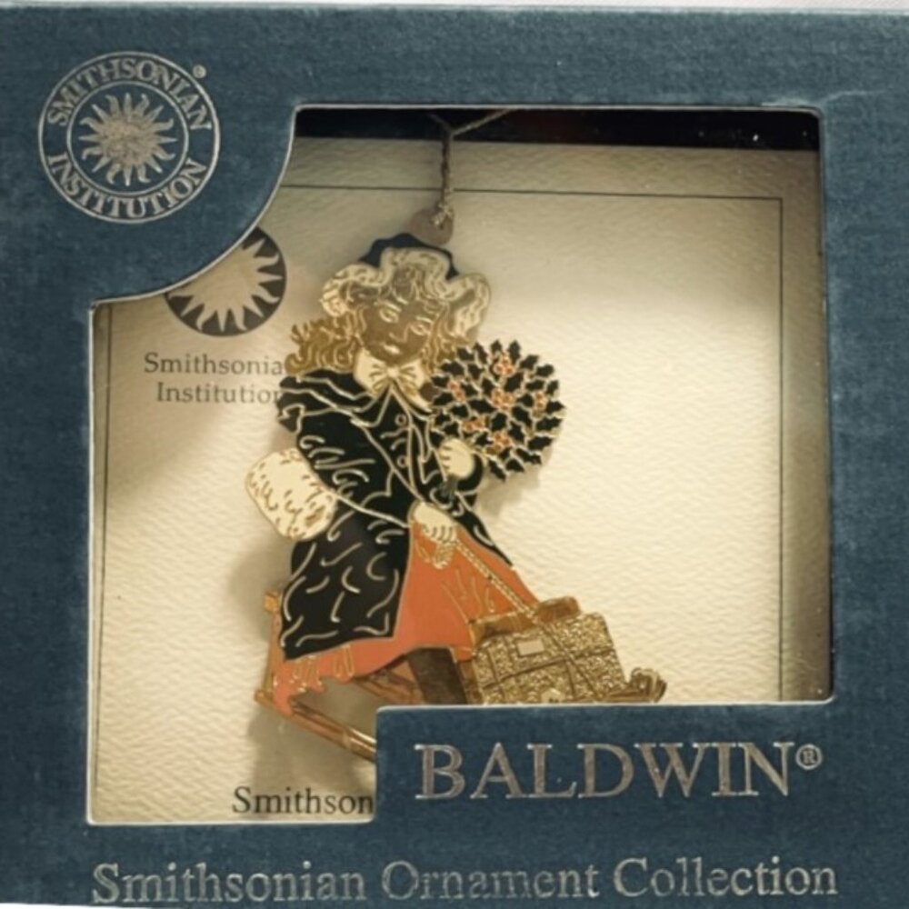 GIRL ON SLED 7106.010 1999 Smithsonian Post Card Collection Baldwin Ornament VTG